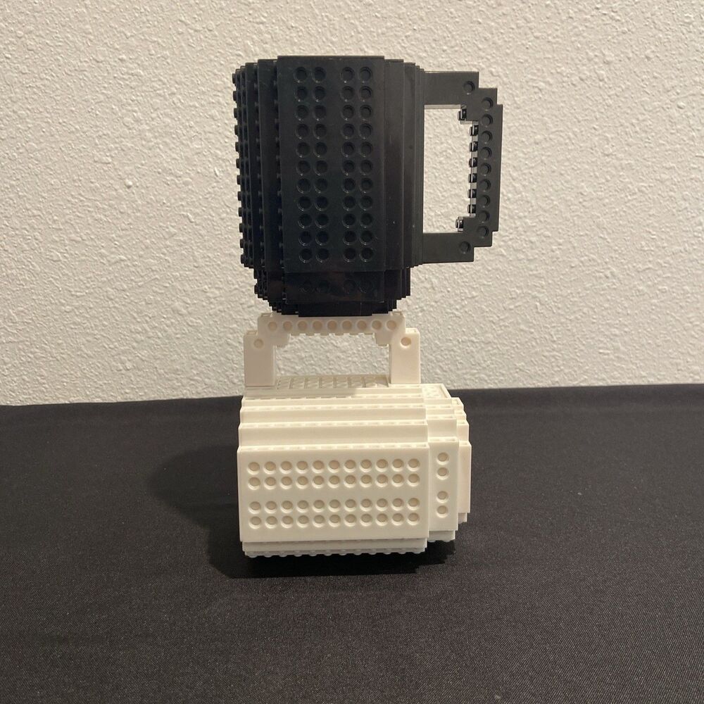 2 Lego Add-On Coffee Mug HLX Used GOOD black and white